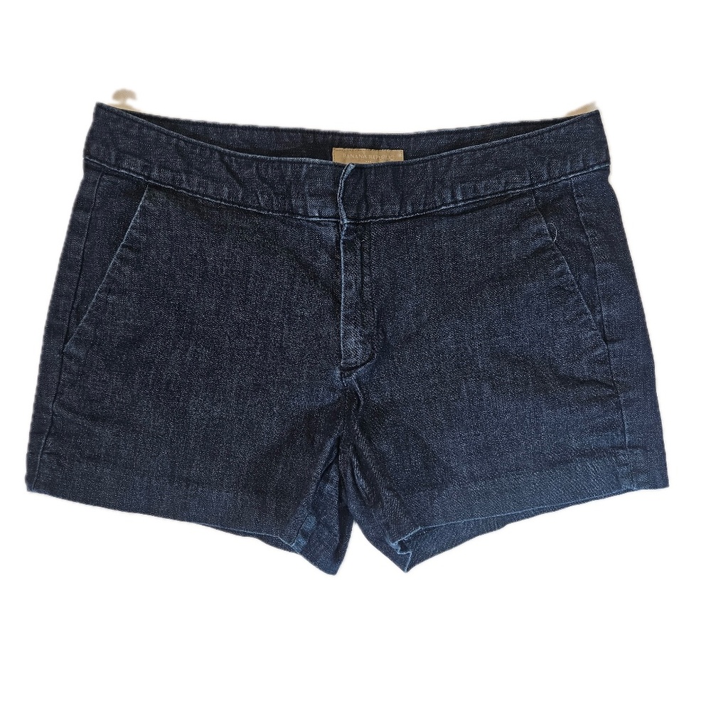 Banana Republic Shorts Womens 6 Blue Denim Jorts Flat Front Slash Pockets Zip